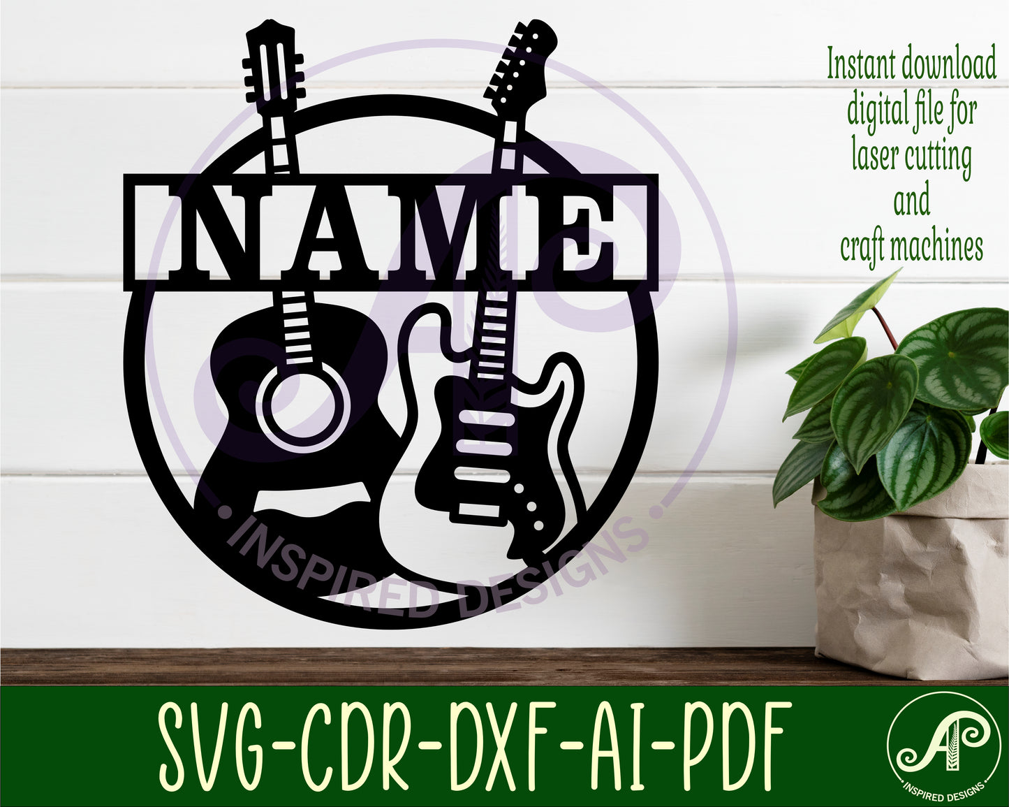 Guitar  name wall sign. SVG / DXF / AI / PDF / CDR