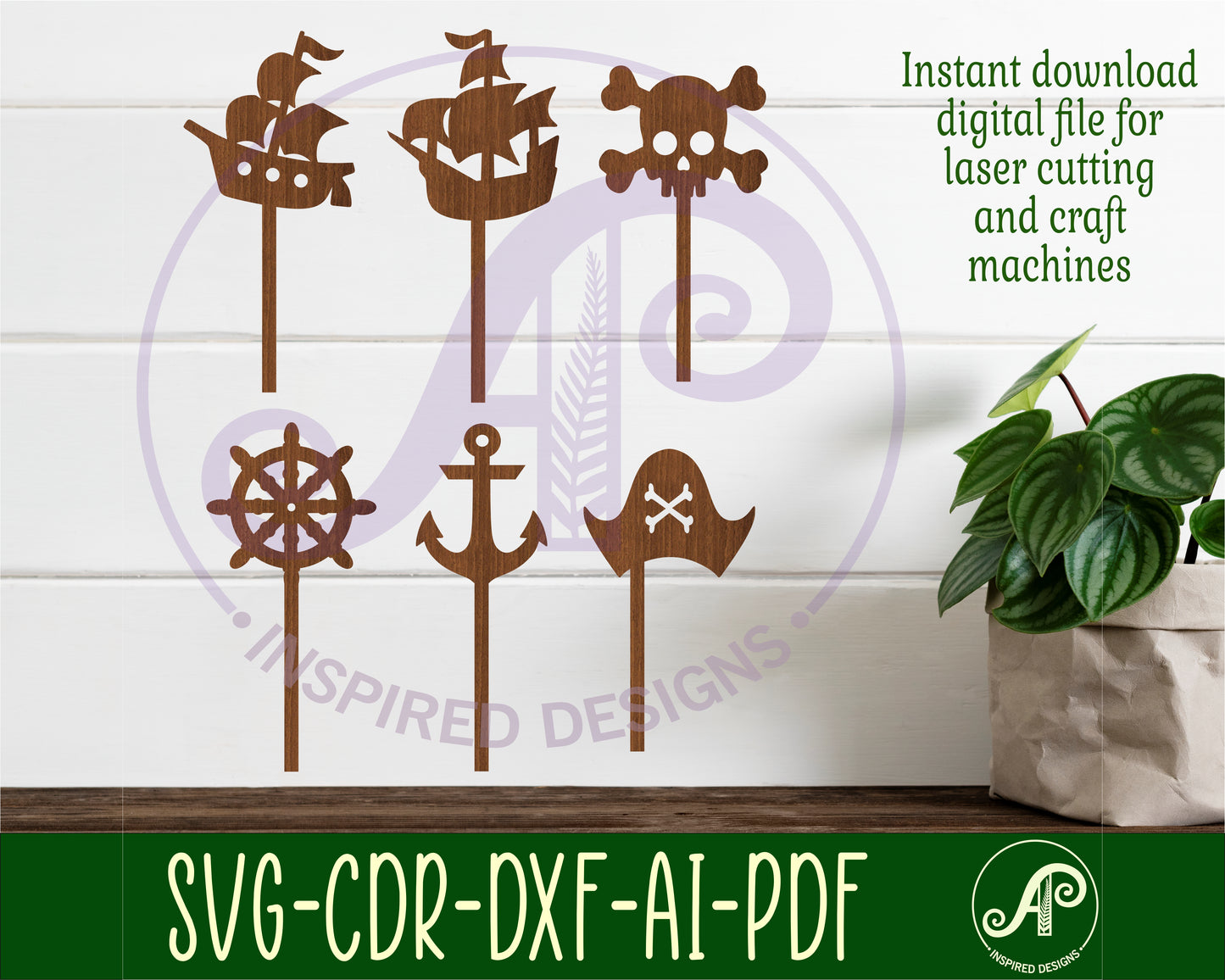 Pirate  cupcake topper design SVG / DXF / AI / PDF / CDR