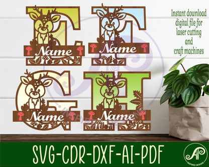 Deer layered monogram sign SVG / DXF / AI / PDF / CDR