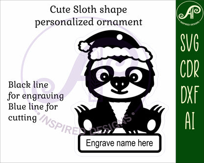 Cute Sloth engraved ornament design SVG / DXF / AI