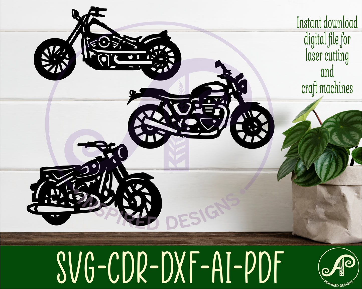 Motorbikes designs, 3 silhouette shapes