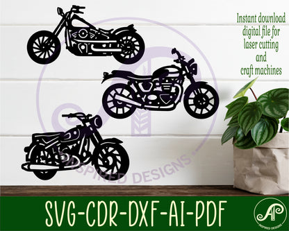 Motorbikes designs, 3 silhouette shapes