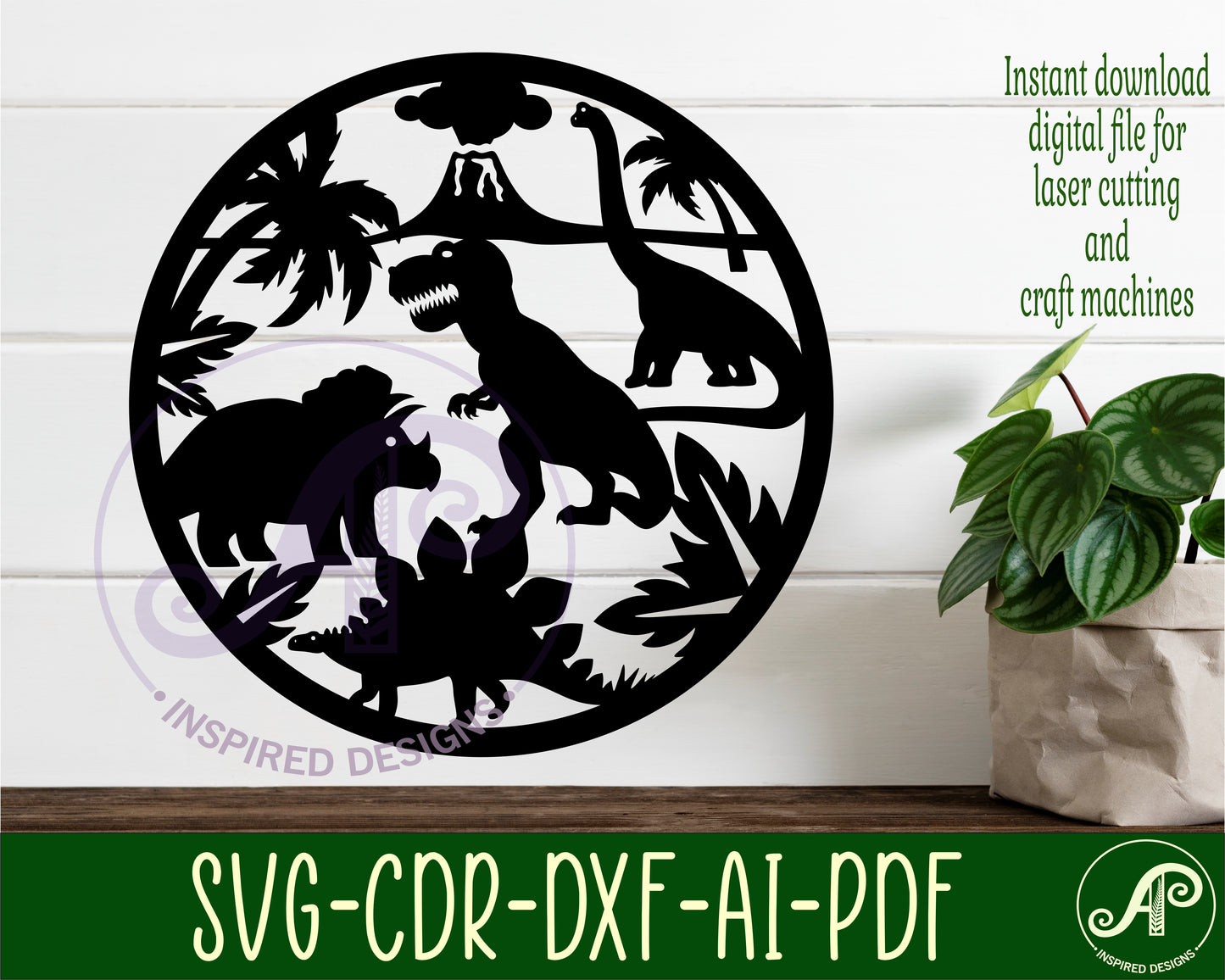 Dinosaurs wall sign design SVG / DXF / AI / PDF / CDR