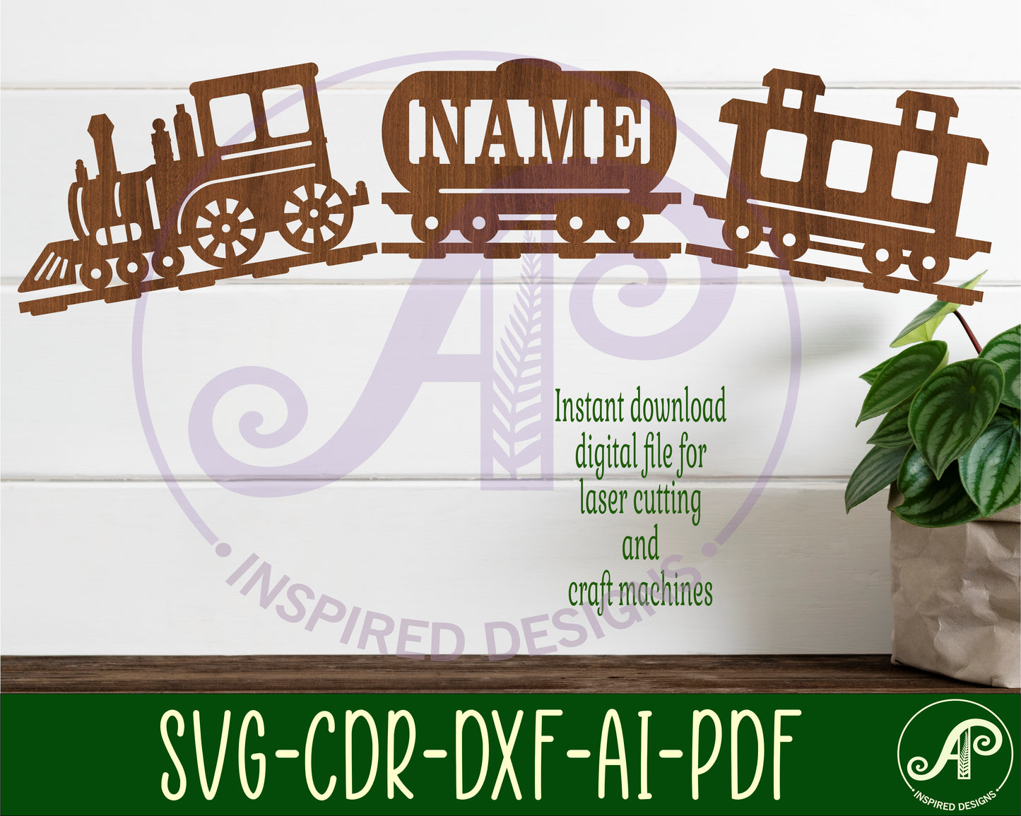 Train 3 part name wall sign. SVG / DXF / AI / PDF / CDR