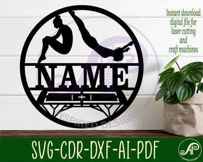 Trampoline female name wall sign. SVG / DXF / AI / PDF / CDR