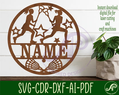 Lacrosse female name wall sign. SVG / DXF / AI / PDF / CDR