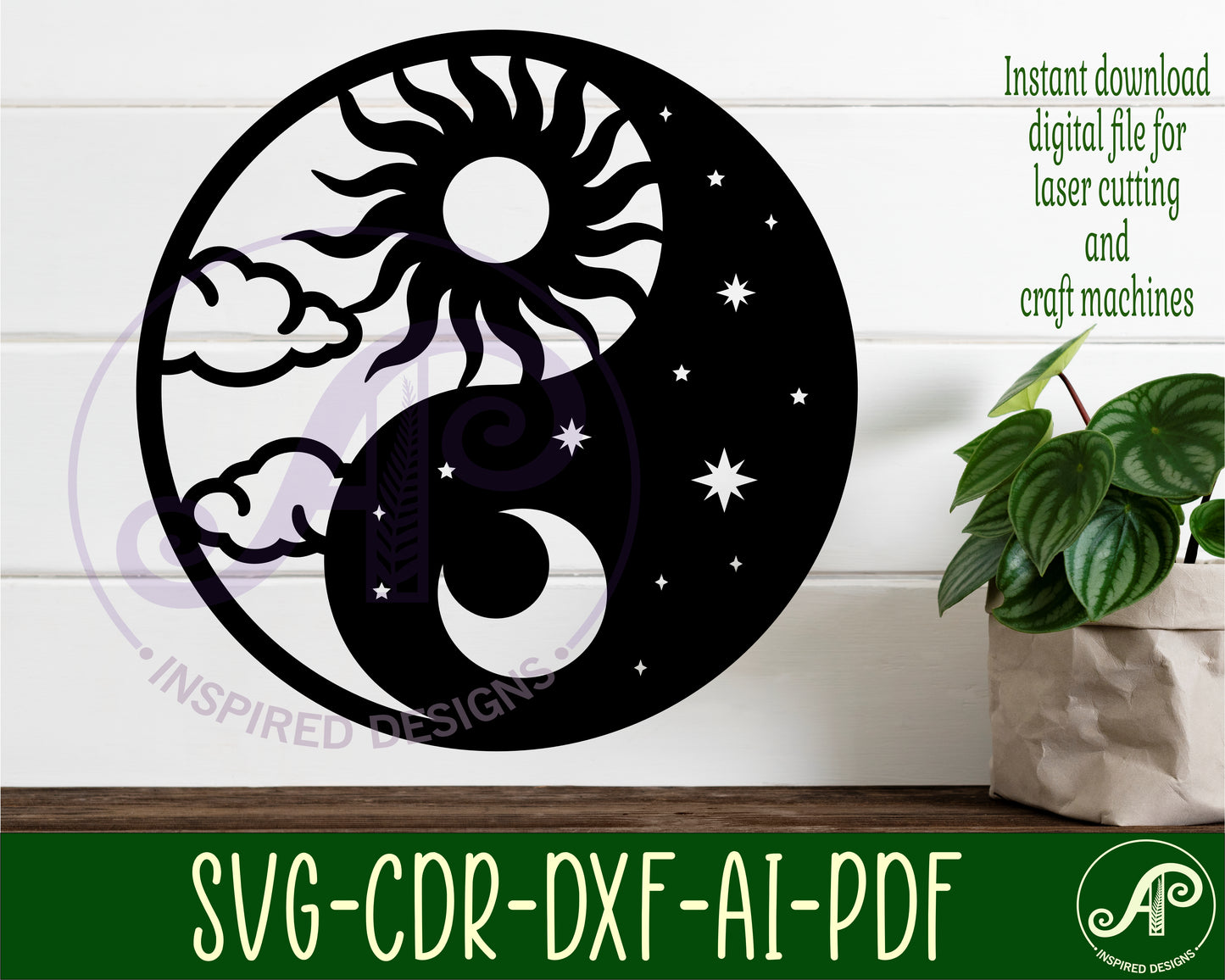 Yin yang wall sign design SVG / DXF / AI / PDF / CDR