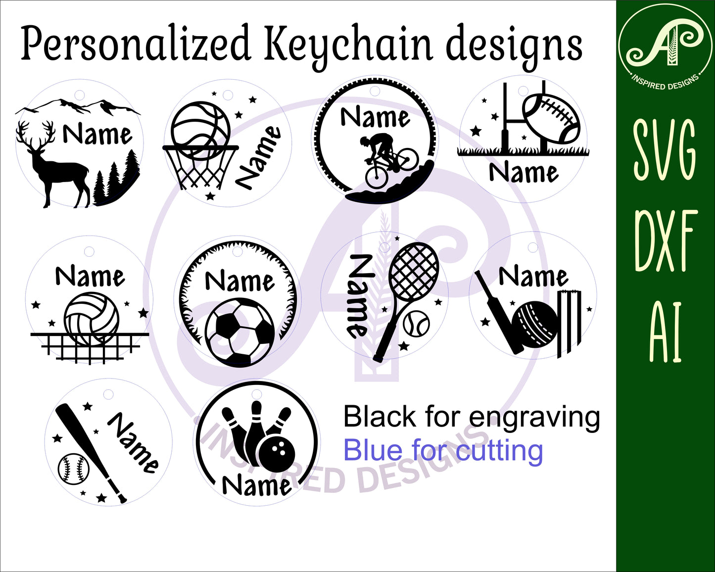 Round tag Sports designs set   SVG / DXF / AI