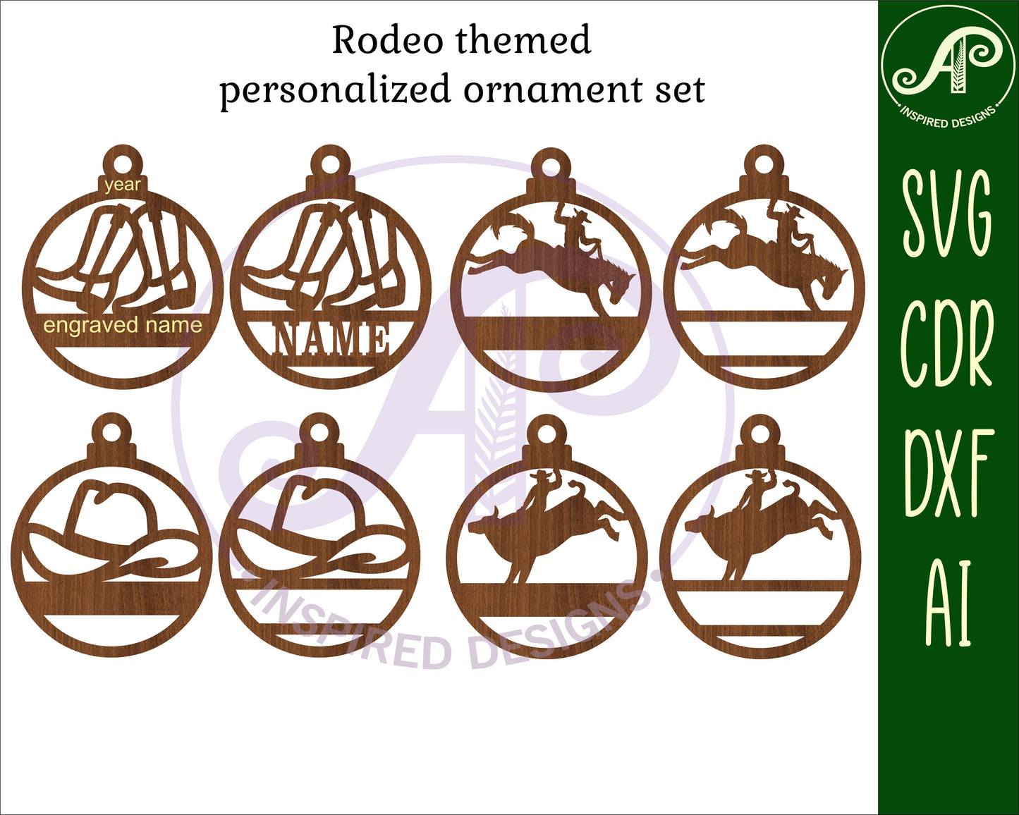 Rodeo themed ornament designs SVG / DXF / AI / PDF