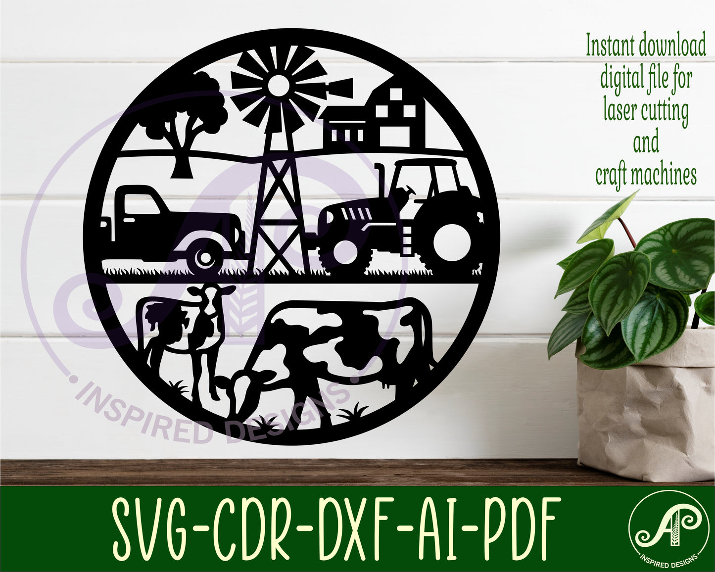 Farm scene wall sign design SVG / DXF / AI / PDF / CDR