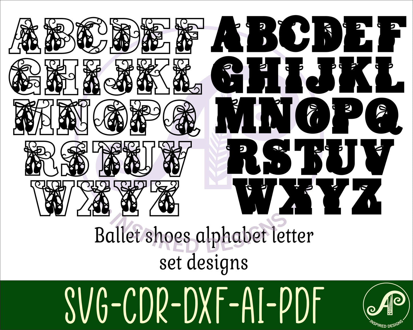 Ballet shoes alphabet letter set. 26 letter options