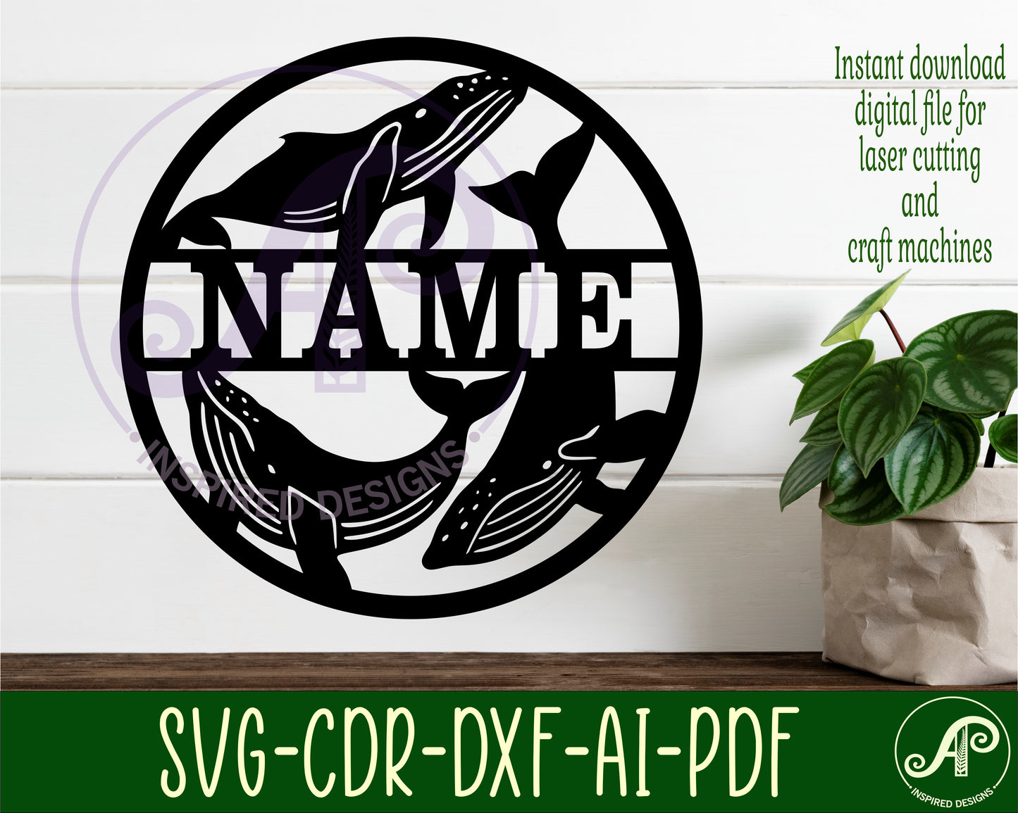 Whales name wall sign. SVG / DXF / AI / PDF / CDR