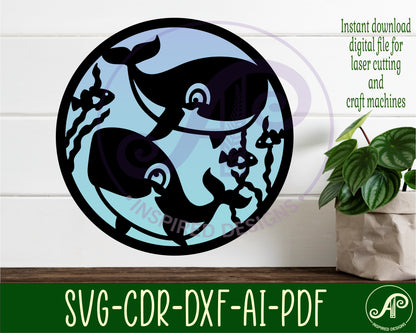 Cute whale wall sign design SVG / DXF / AI / PDF / CDR