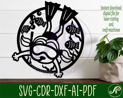 Snorkeling girl wall sign design SVG / DXF / AI / PDF / CDR