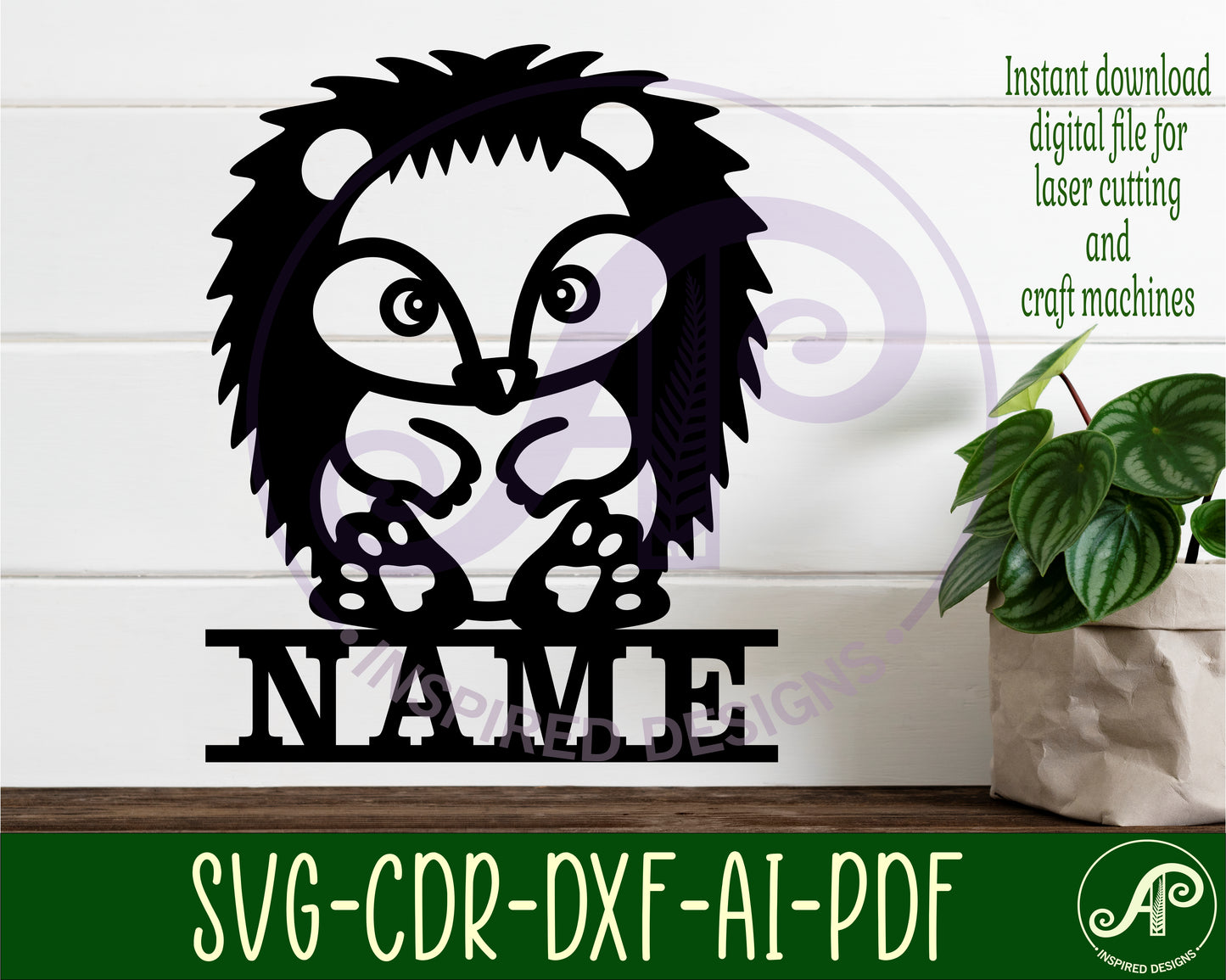 Hedgehog shape name sign SVG / DXF / AI / PDF / CDR