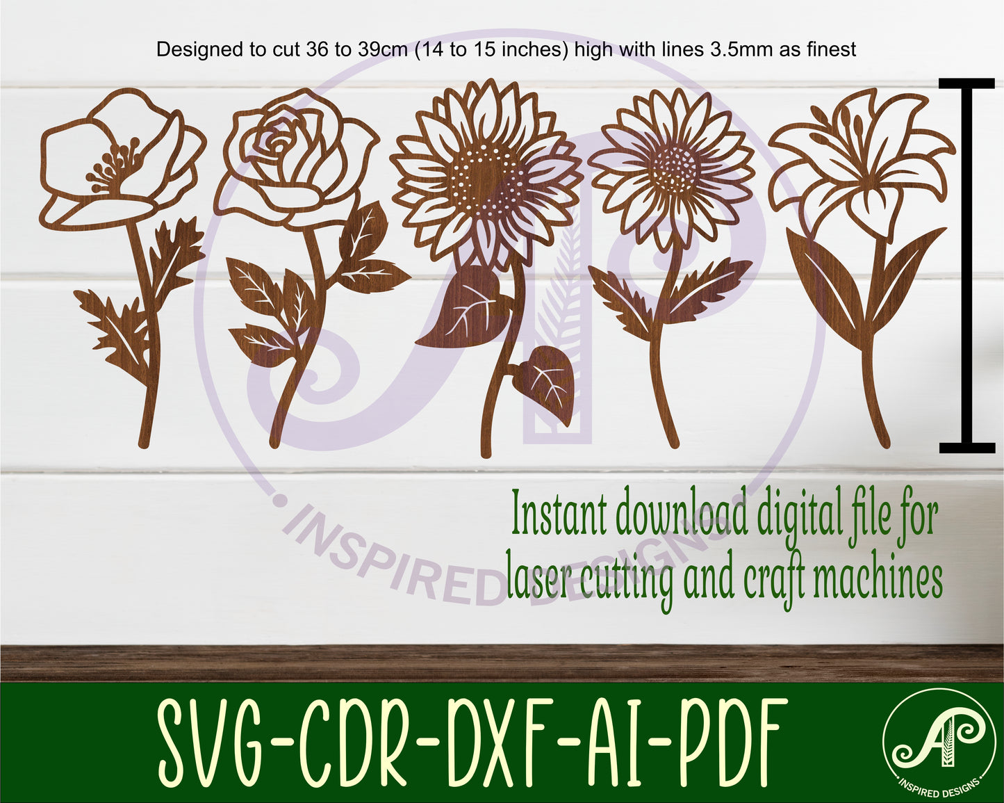 Flower cut out wall sign designs SVG / DXF / AI / PDF / CDR