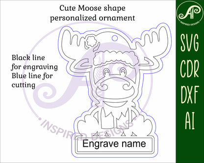 Cute moose engraved ornament design SVG / DXF / AI