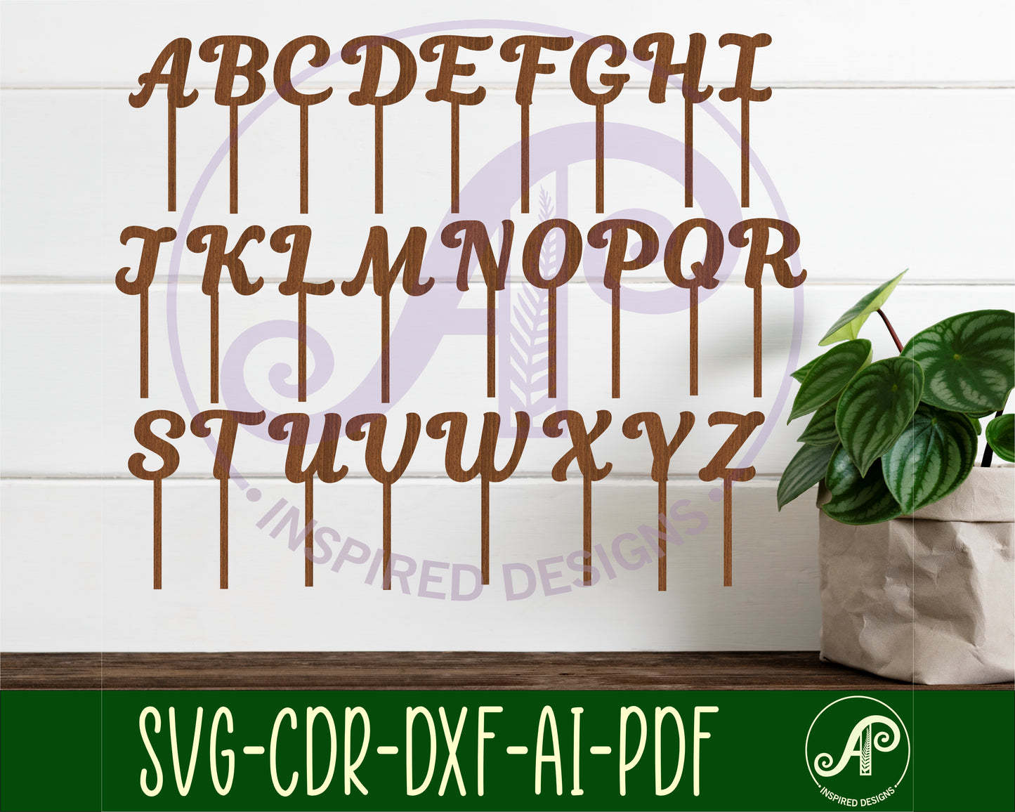 Girly alphabet cupcake topper designs SVG / DXF / AI / PDF / CDR