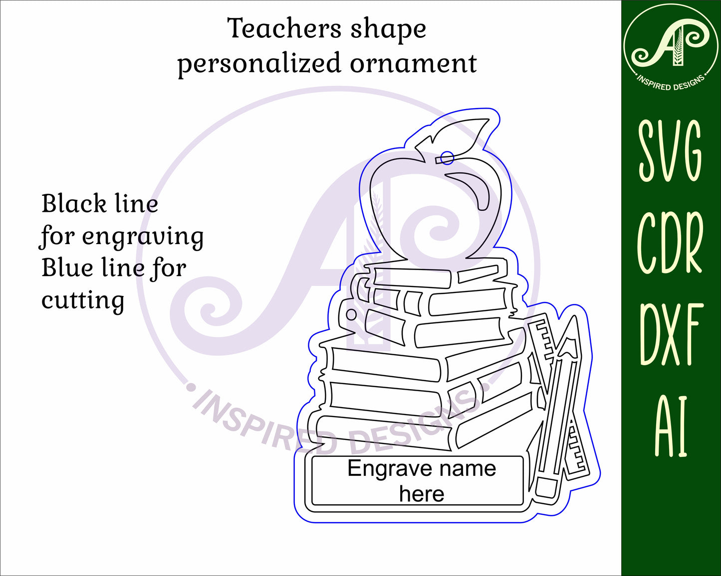 Teachers engraved ornament design SVG / DXF / AI