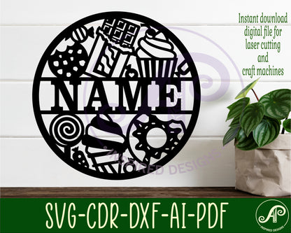 Sweets name wall sign. SVG / DXF / AI / PDF / CDR