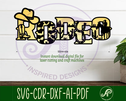 Rodeo word wall sign design SVG / DXF / AI / PDF / CDR