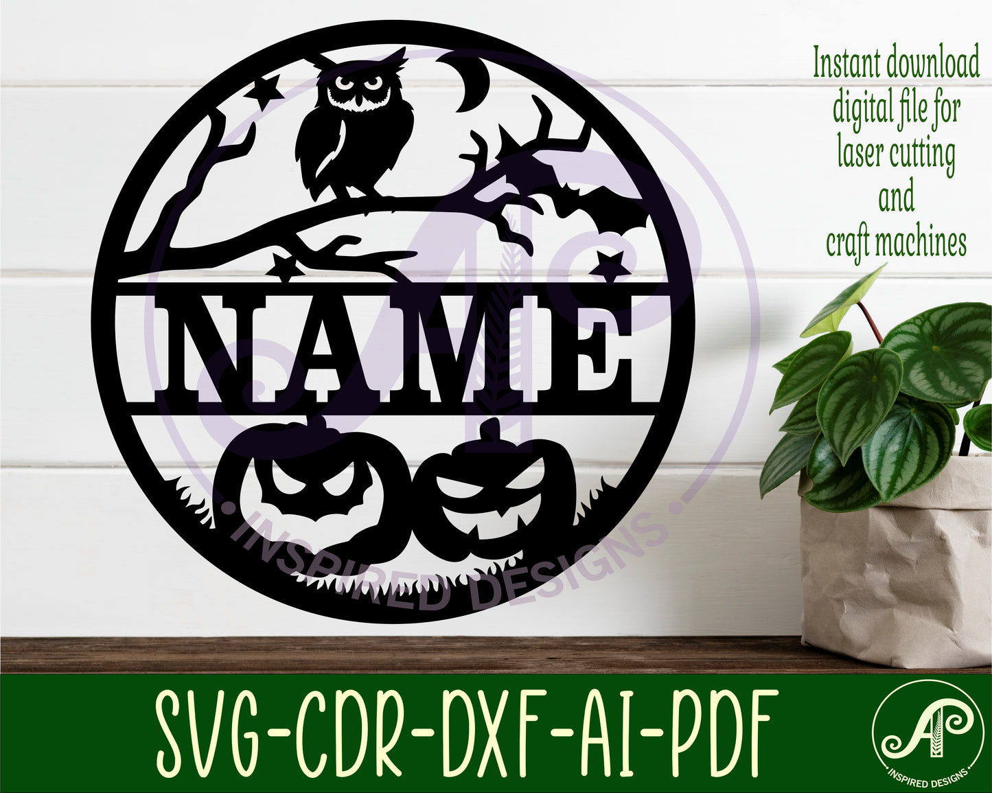 Jack O lantern halloween name wall sign. SVG / DXF / AI / PDF / CDR