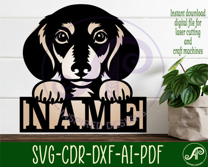 Dachshund dog design shape name sign SVG / DXF / AI / PDF / CDR