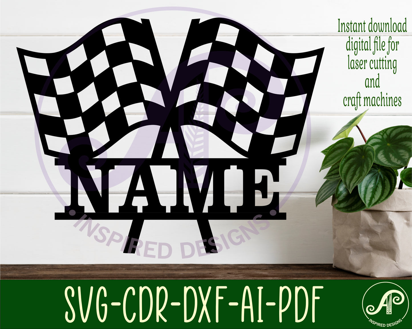 Checkered flags design shape name sign SVG / DXF / AI / PDF / CDR