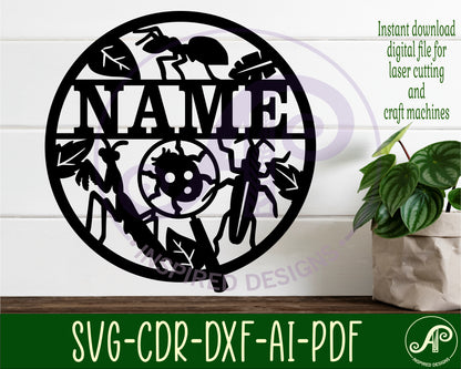 Bugs name wall sign. SVG / DXF / AI / PDF / CDR