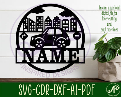 Car name wall sign. SVG / DXF / AI / PDF / CDR