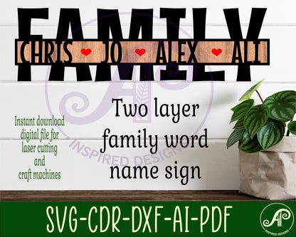 Family word shape name sign SVG / DXF / AI / PDF / CDR