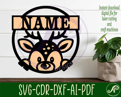 Deer single name wall sign. SVG / DXF / AI / PDF / CDR