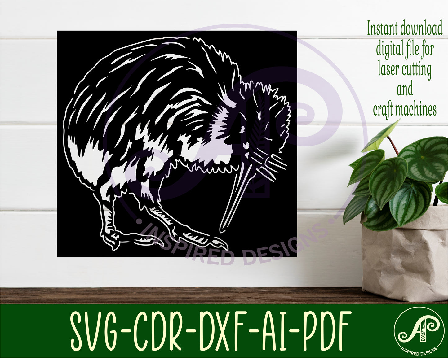 New Zealand kiwi stencil wall sign design SVG / DXF / AI / PDF / CDR