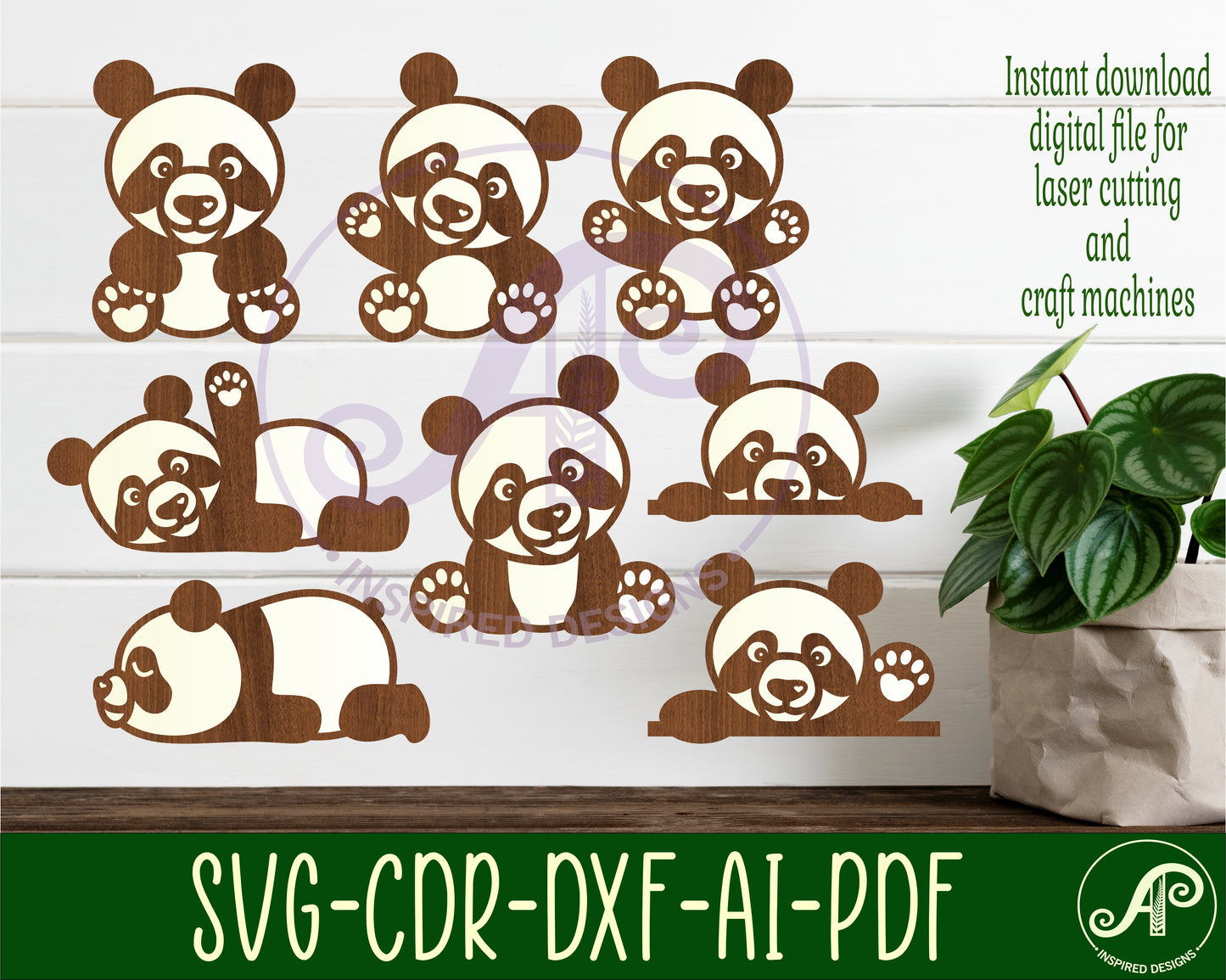 Panda designs, 8 two layer shapes