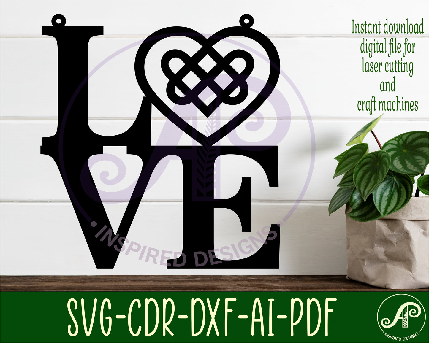 Love with celtic heart wall sign design SVG / DXF / AI / PDF / CDR