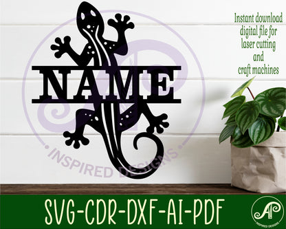 Lizard design shape name sign SVG / DXF / AI / PDF / CDR