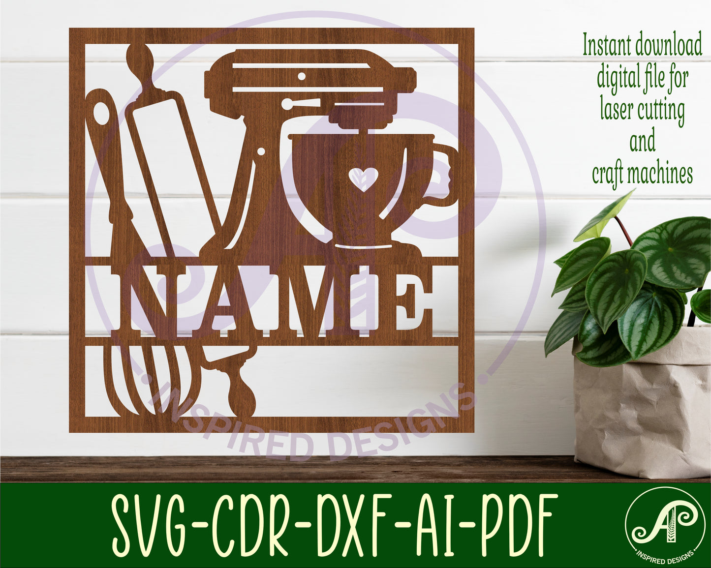 Baking square name wall sign. SVG / DXF / AI / PDF / CDR