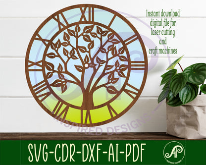 Tree wall clock template designs