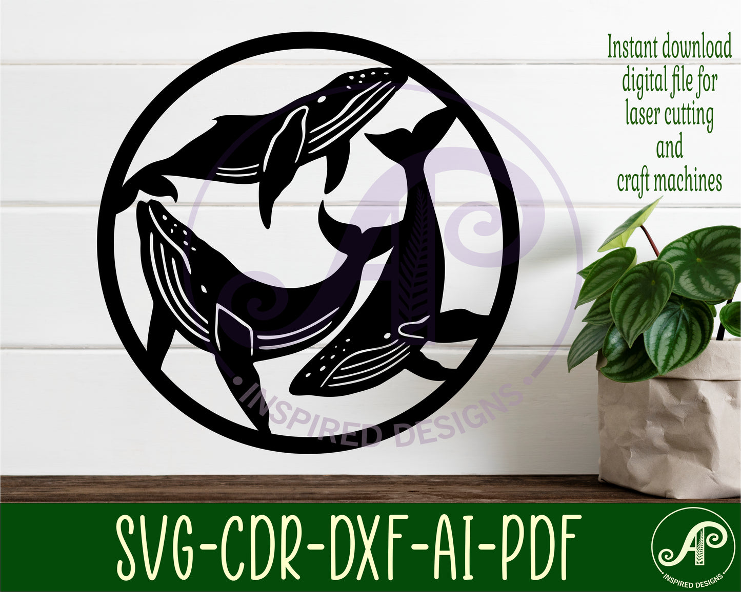 Whales wall sign design SVG / DXF / AI / PDF / CDR