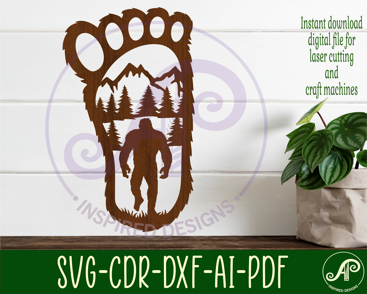 Bigfoot footprint wall sign design SVG / DXF / AI / PDF / CDR