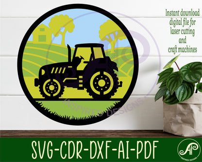 Tractor layered wall sign design SVG / DXF / AI / PDF / CDR