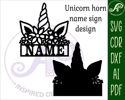 Unicorn horn shape name sign SVG / DXF / AI / PDF / CDR