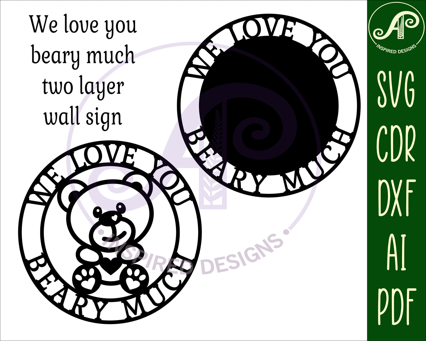 We love you beary much wall sign design SVG / DXF / AI / PDF / CDR