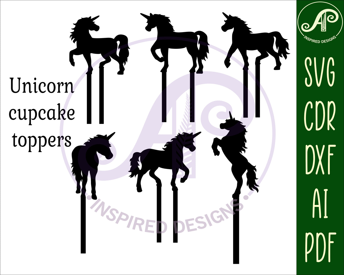 Unicorn cupcake topper design SVG / DXF / AI / PDF / CDR