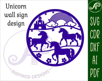 Unicorn wall sign design SVG / DXF / AI / PDF / CDR