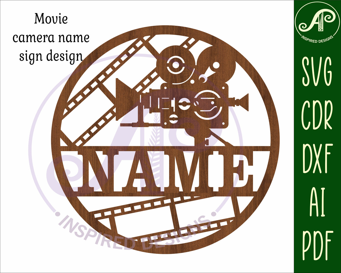 Movie themed name wall sign. SVG / DXF / AI / PDF / CDR