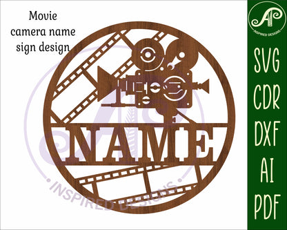 Movie themed name wall sign. SVG / DXF / AI / PDF / CDR