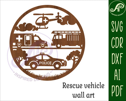 Rescue vehicle wall sign design SVG / DXF / AI / PDF / CDR