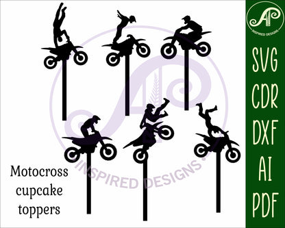 Motocross cupcake topper design SVG / DXF / AI / PDF / CDR