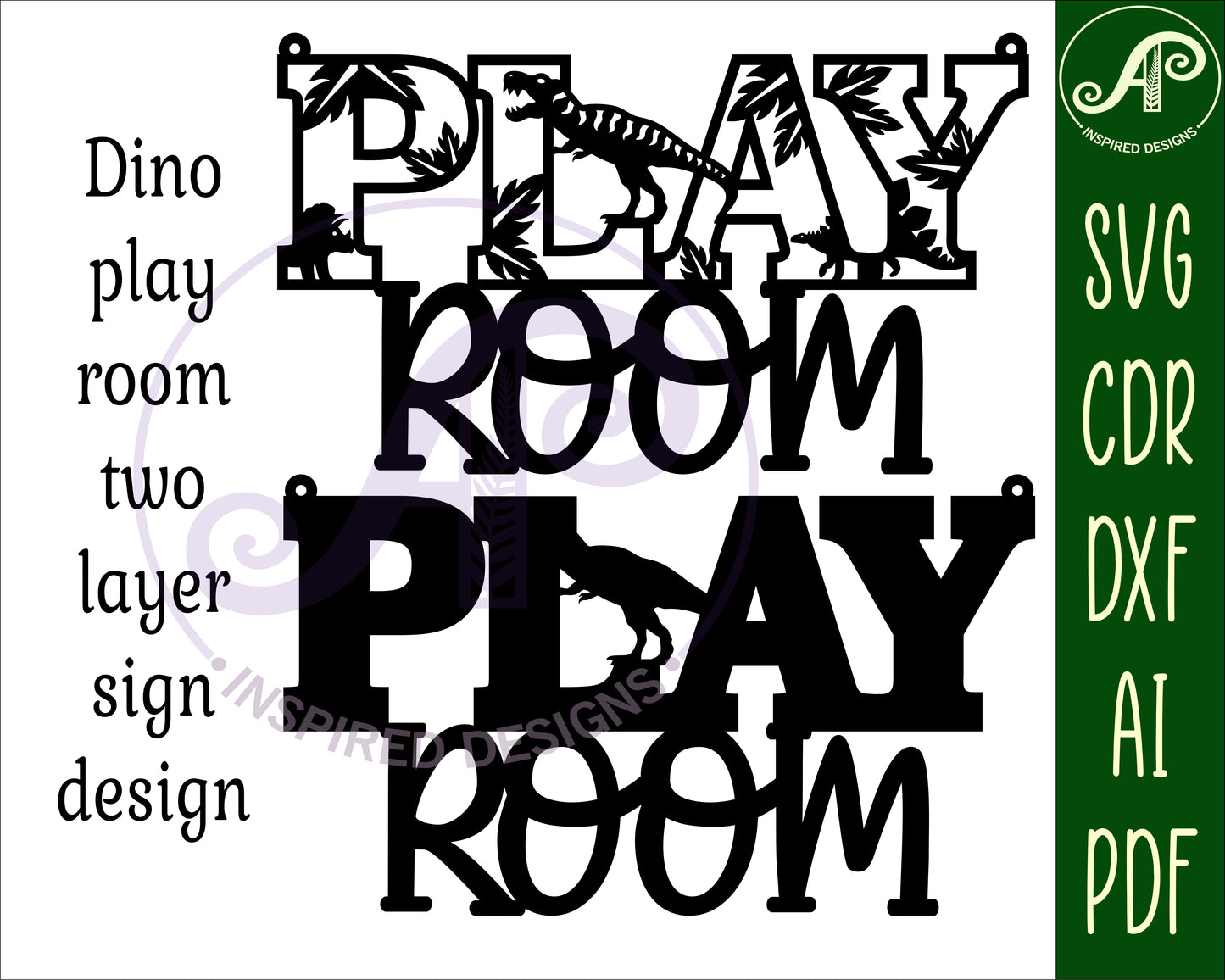 Dinosaur play room wall sign design SVG / DXF / AI / PDF / CDR